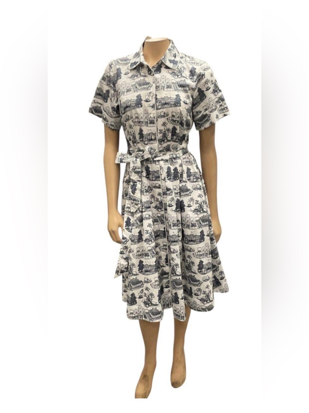 NWT RARE Brooks Brothers White House Toile Print Shirt Waist Dress, Size 4